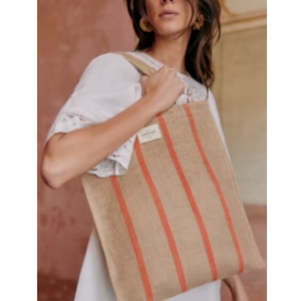 Sezane Small Jute Tote Red - Size TU